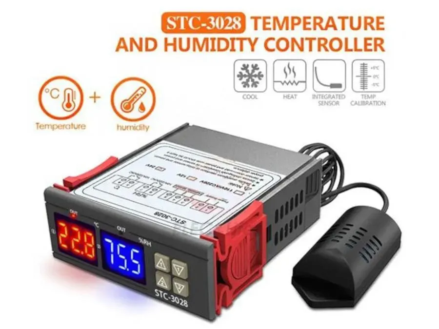 STC-3028 Digital Temperature & Humidity Controller (Dual Relay Thermostat Hygrostat)