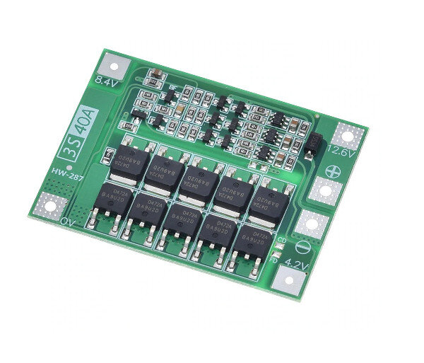 3S 40A BMS Board with 100mA Balancing Feature
