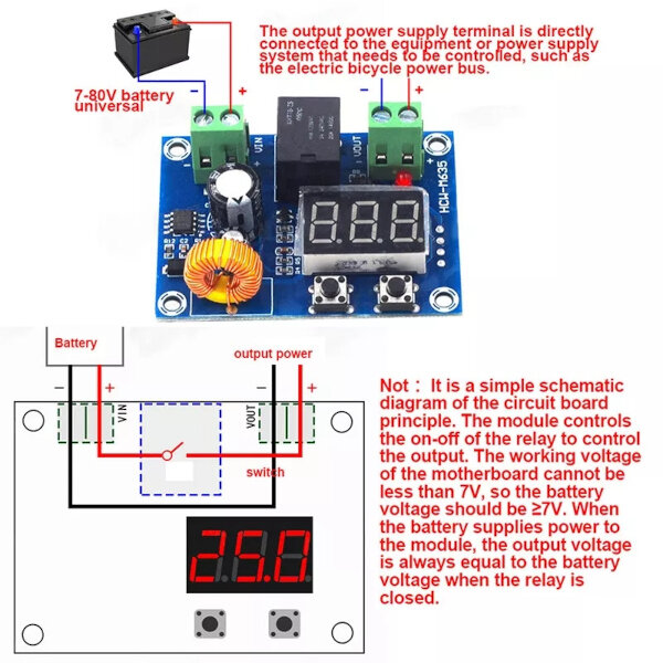 XH-M609 DC 12-36V Battery Low Voltage Disconnect Protection Module