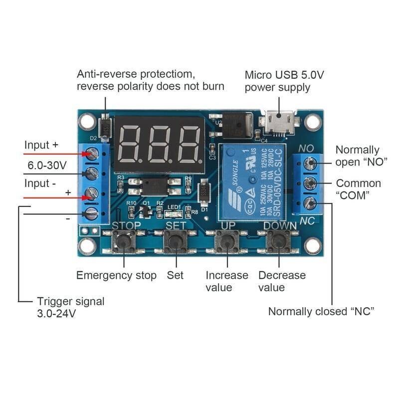 5V Timer Switch Relay Module With Digital LED Display